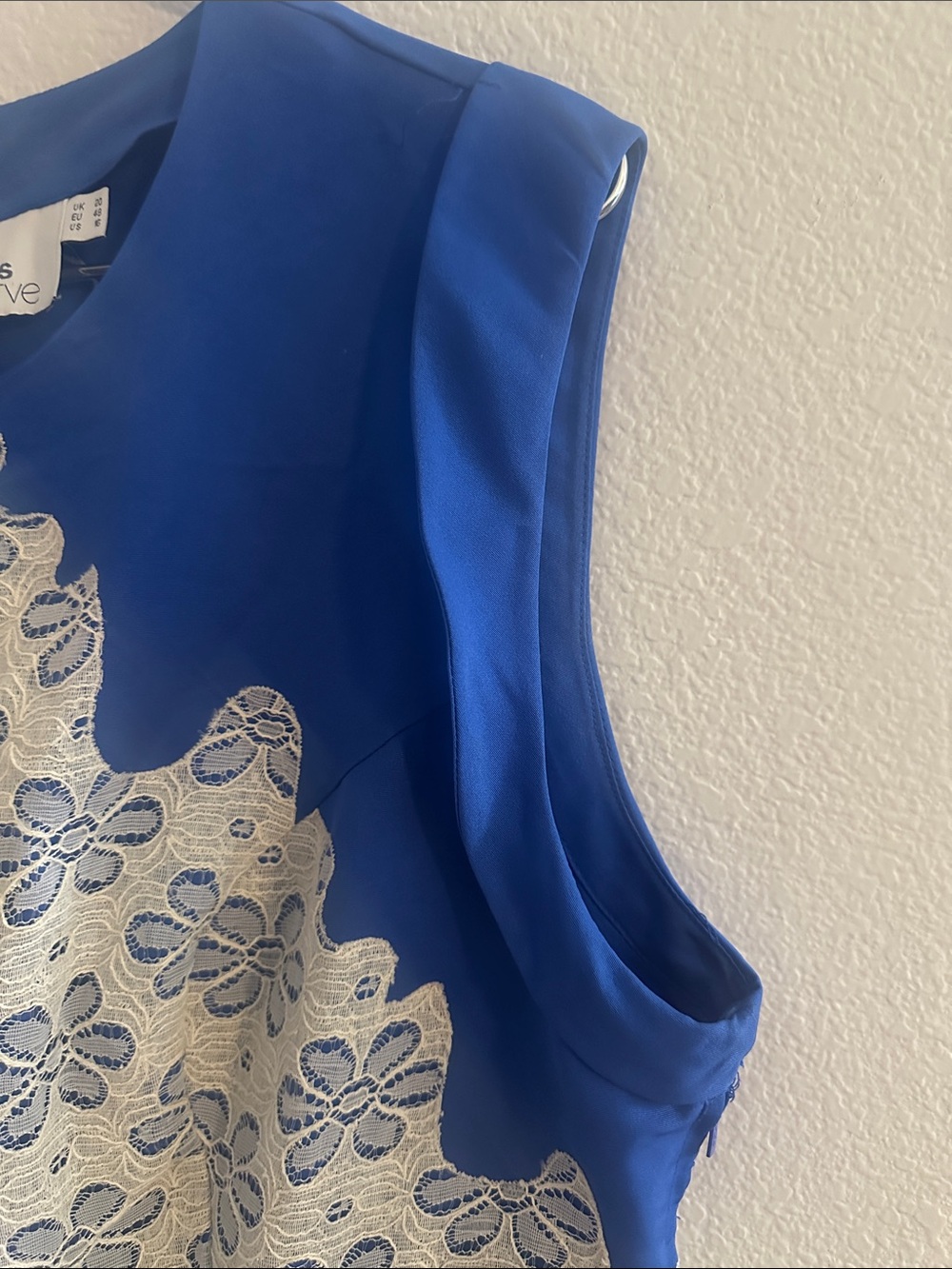 ASOS Curve Size 16 Blue Floral Lace Overlay Dress - Picture 5 of 11